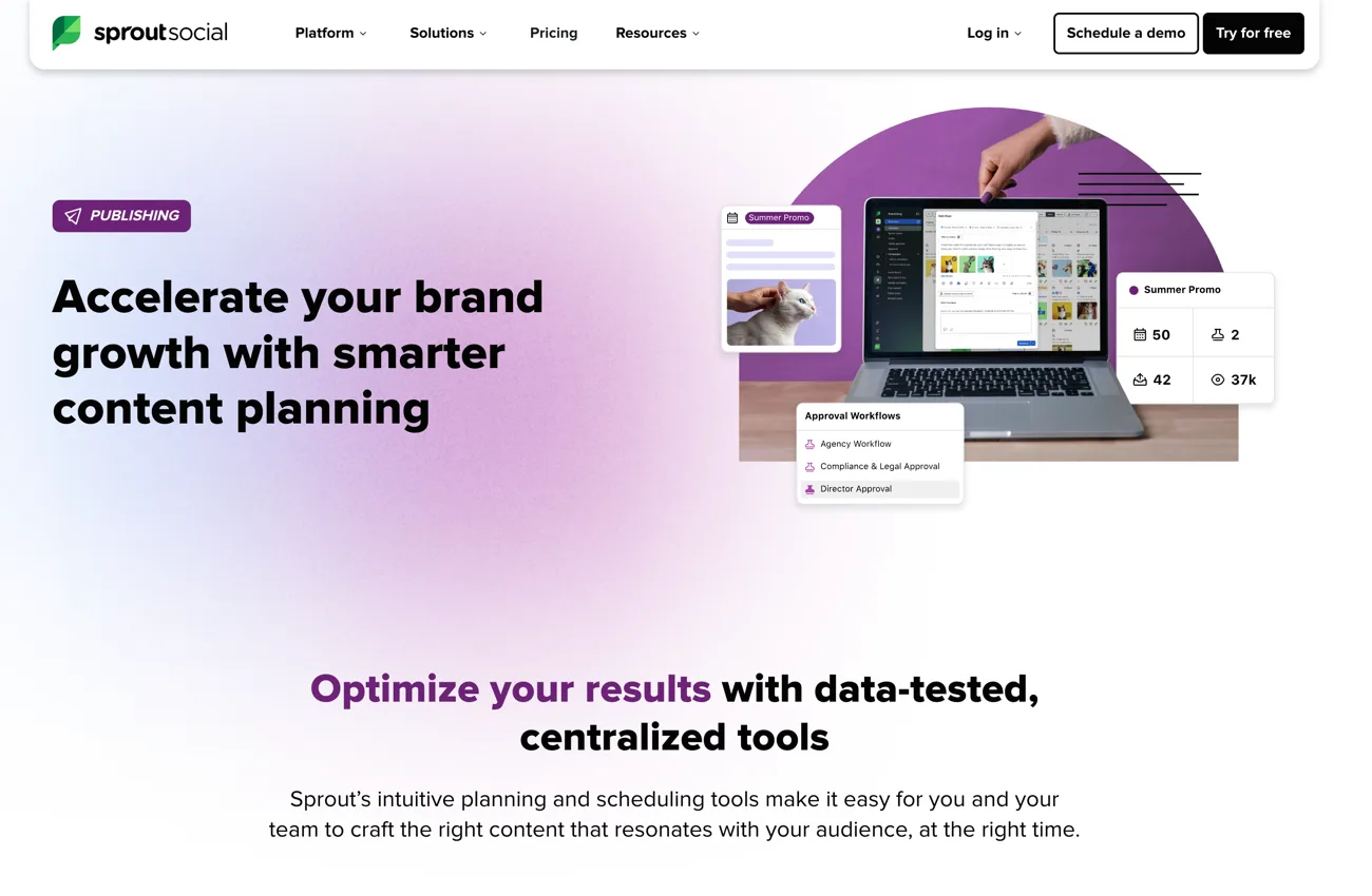Sprout Social homepage: the industry standard in social media management