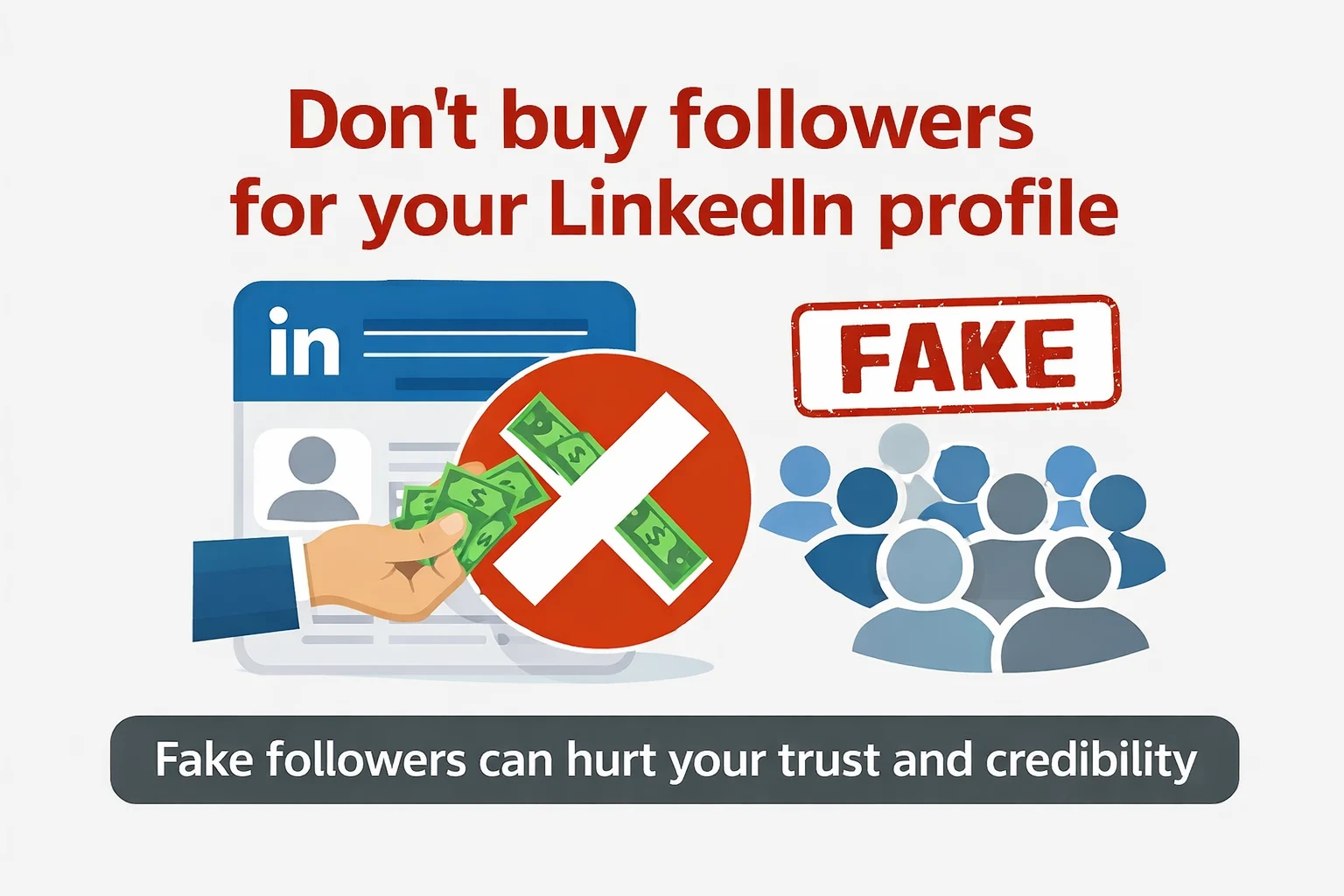 An illustration depicting the concept of buying LinkedIn followers.
