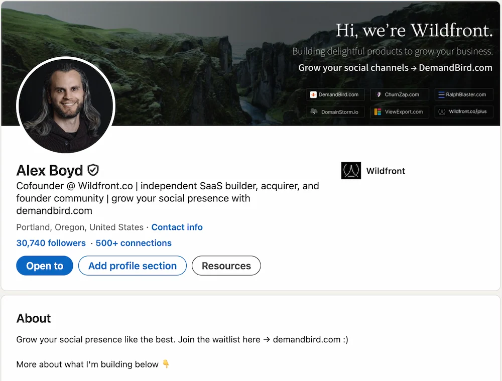 A well-optimized LinkedIn profile header showing a professional photo and compelling headline