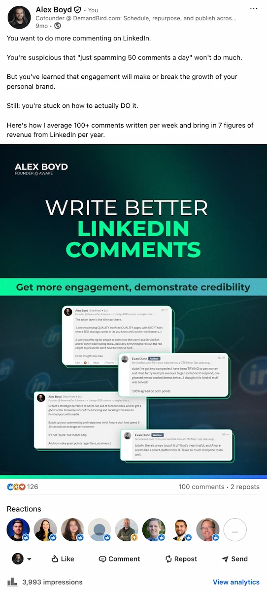 LinkedIn carousel post showing high engagement