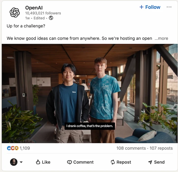 LinkedIn company page employee spotlight post highlighting a team member's achievement and background