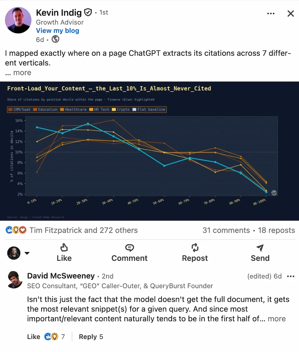 Example of a relatable LinkedIn post that invites comments and reactions through a shared experience