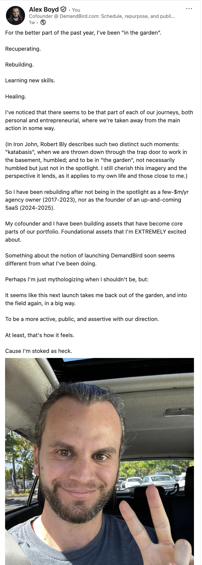 LinkedIn personal story post example