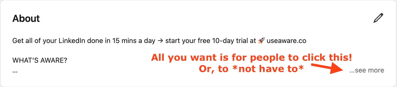 Example of an above-the-fold LinkedIn About section