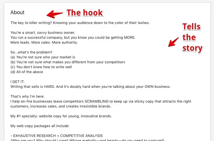 LinkedIn profile example of Michal showing her About section