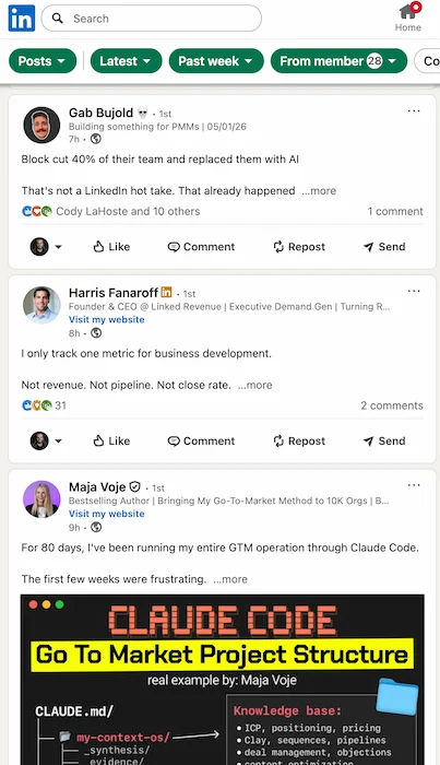 Finding and tracking people who post about topics relevant to your niche on LinkedIn