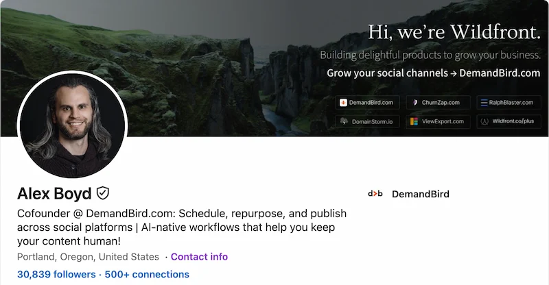 A well-optimized LinkedIn profile header showing a professional photo and headline