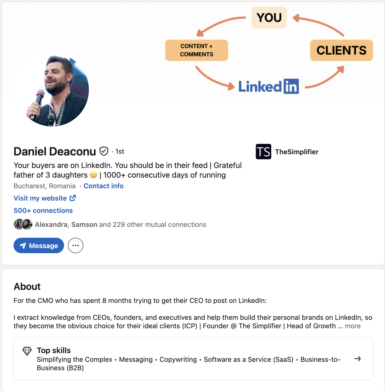 LinkedIn profile screenshot for Daniel Deaconu