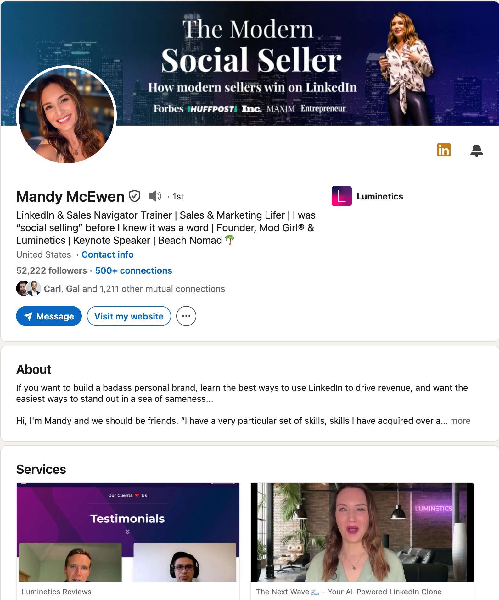 LinkedIn profile screenshot for Mandy McEwen
