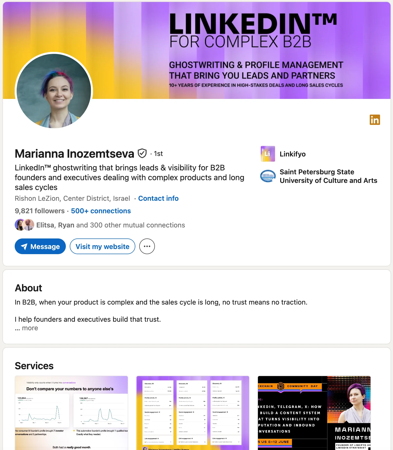 LinkedIn profile screenshot for Marianna Inozemtseva